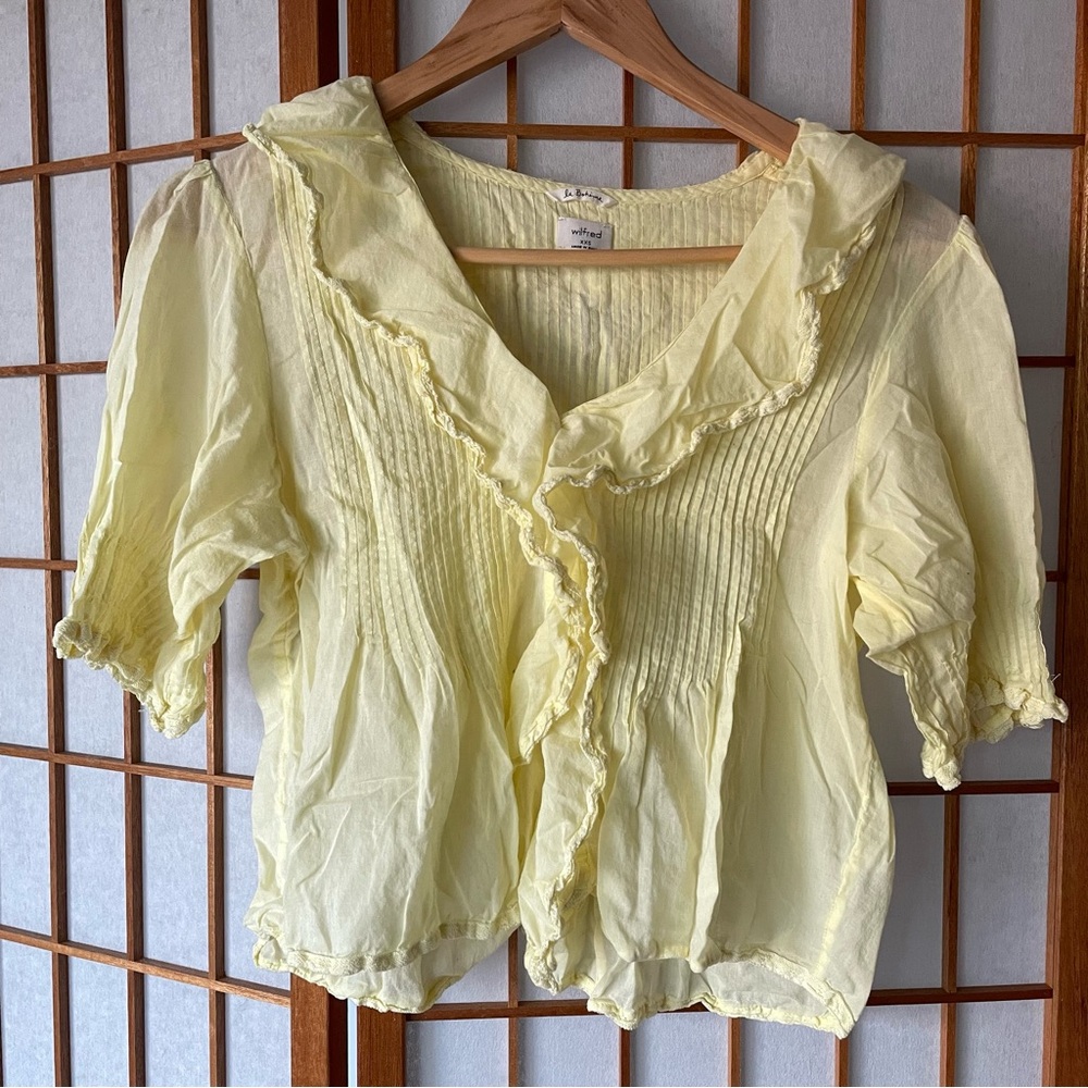 Aritzia Wilfred La Boheme Yellow Ruffle Blouse - Romantic Cottagecore